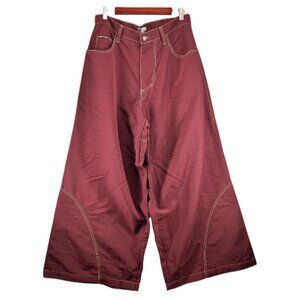 Vintage GAT Dungarees Wide Leg Nylon Pants 90s Y2K Raver Rave Wear sz 36